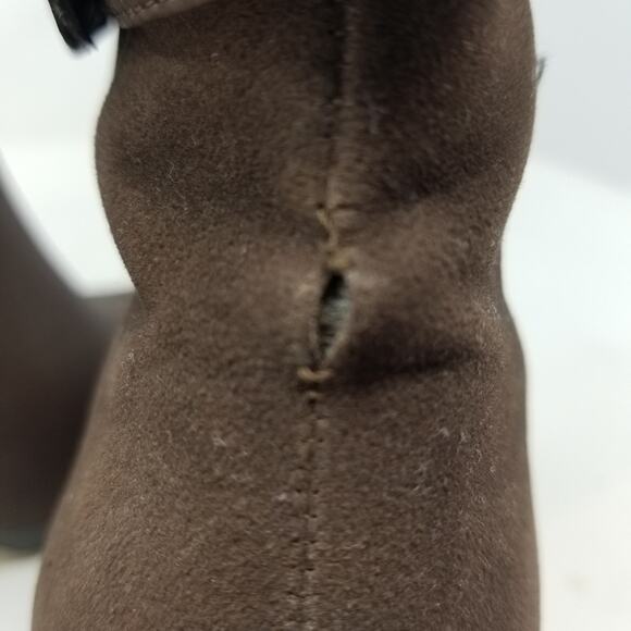 Andrea Brown Ankle Boots Suede Elasticized Platform Heels Size 7.5 - Picture 8 of 14